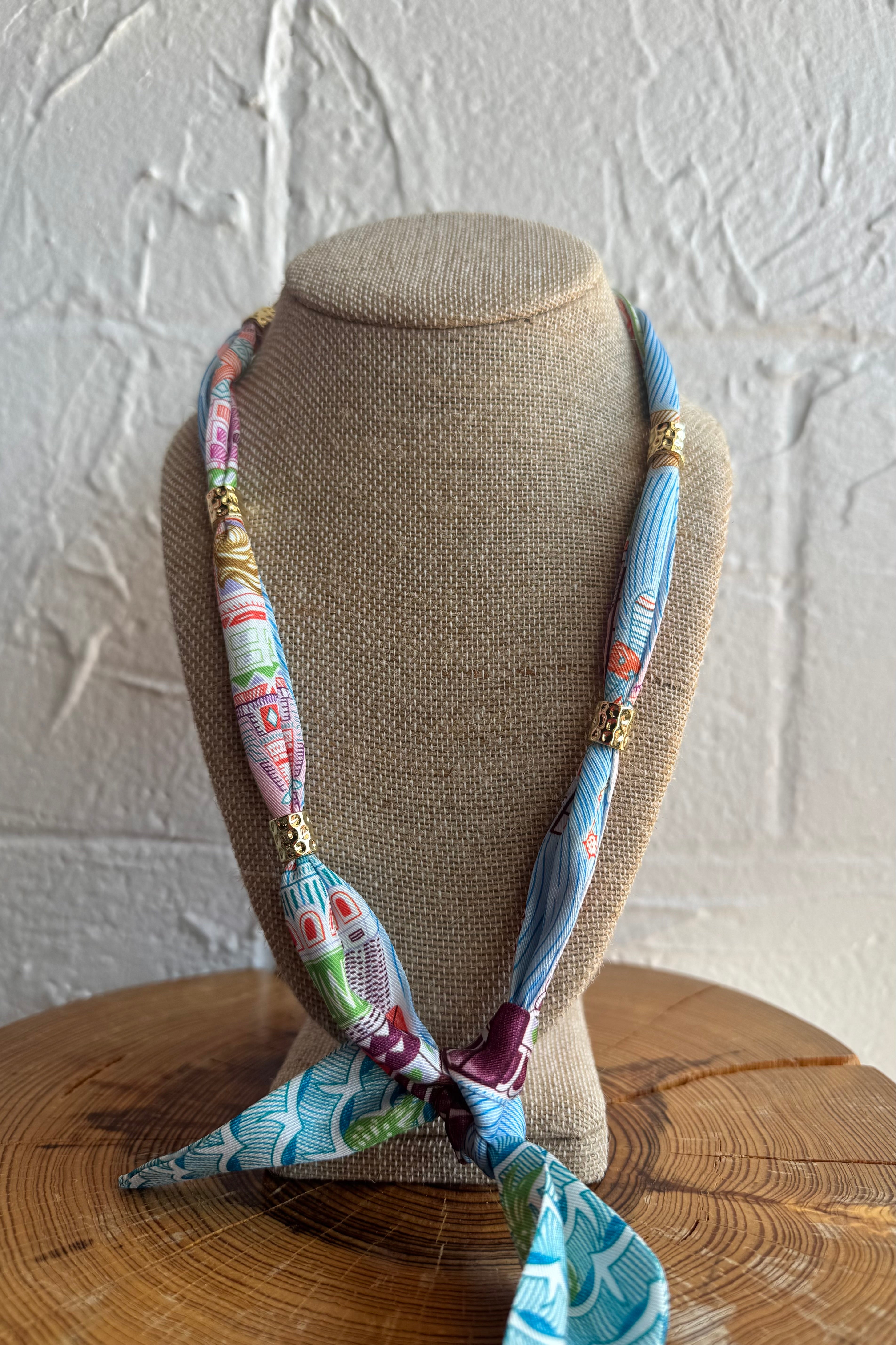 Knotted Bandana Scarf Necklace - Waves