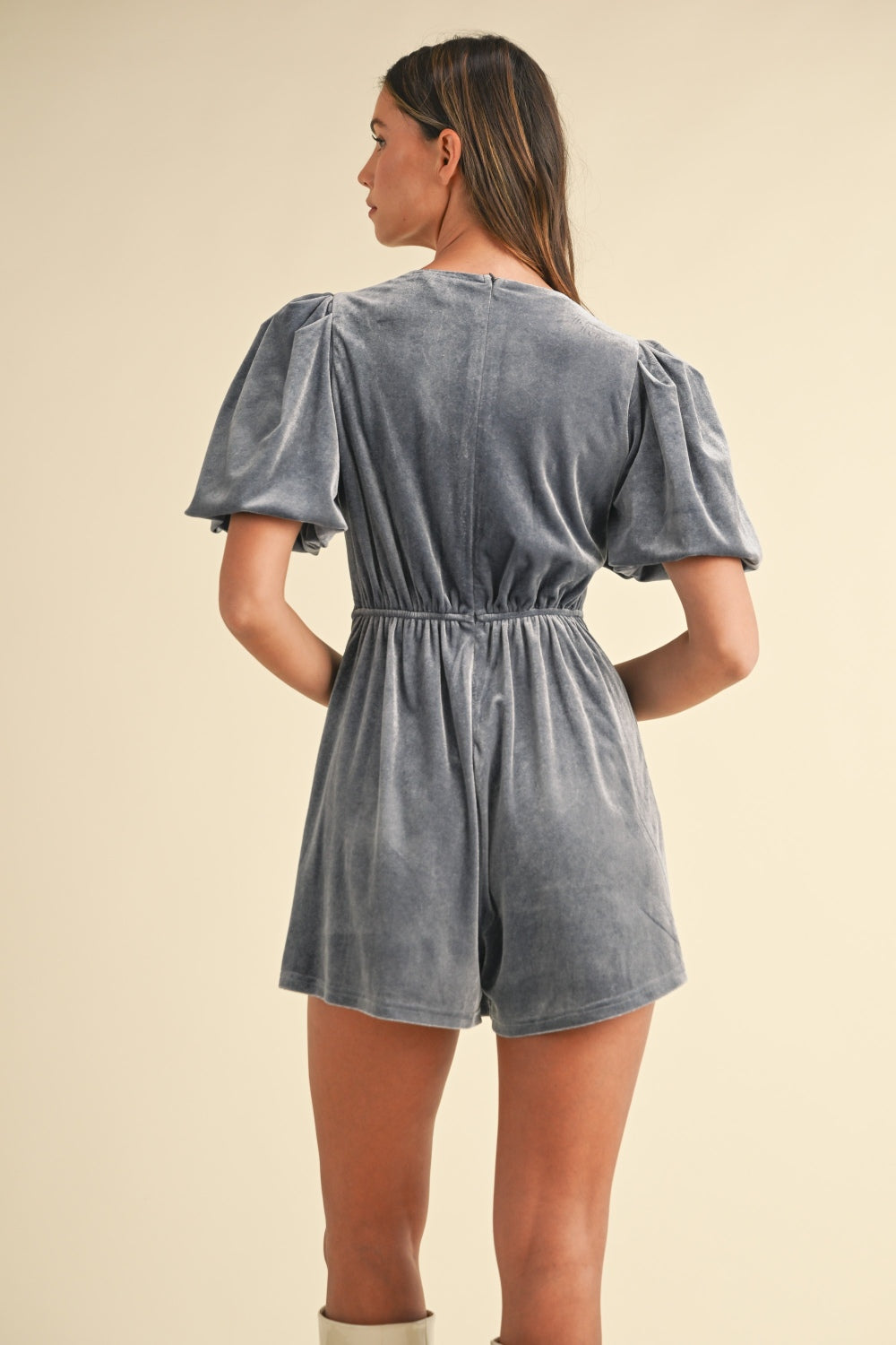 Closer the Better Bow Velvet Romper