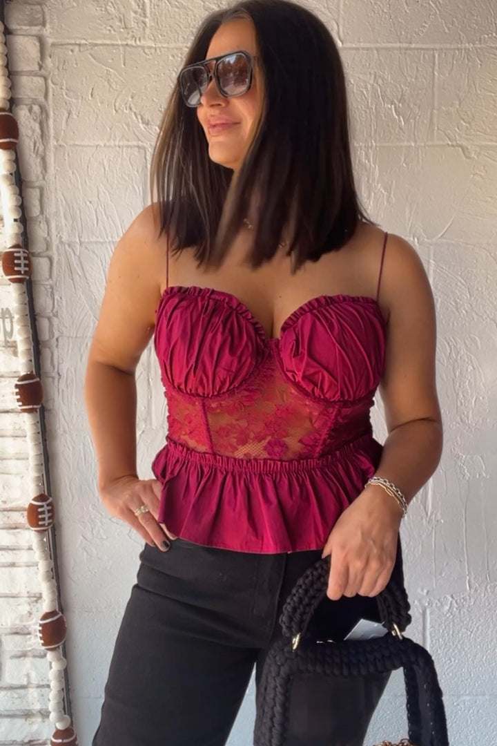 Wine + Dine Corset Peplum Top