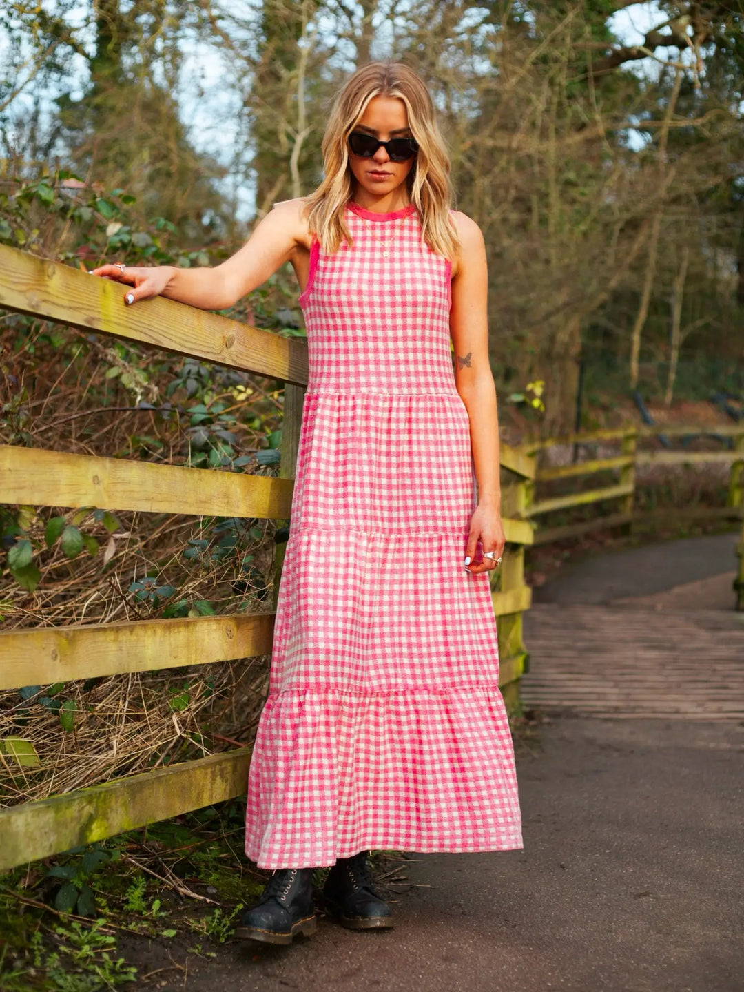 Paula Gingham Knitted Midi Dress