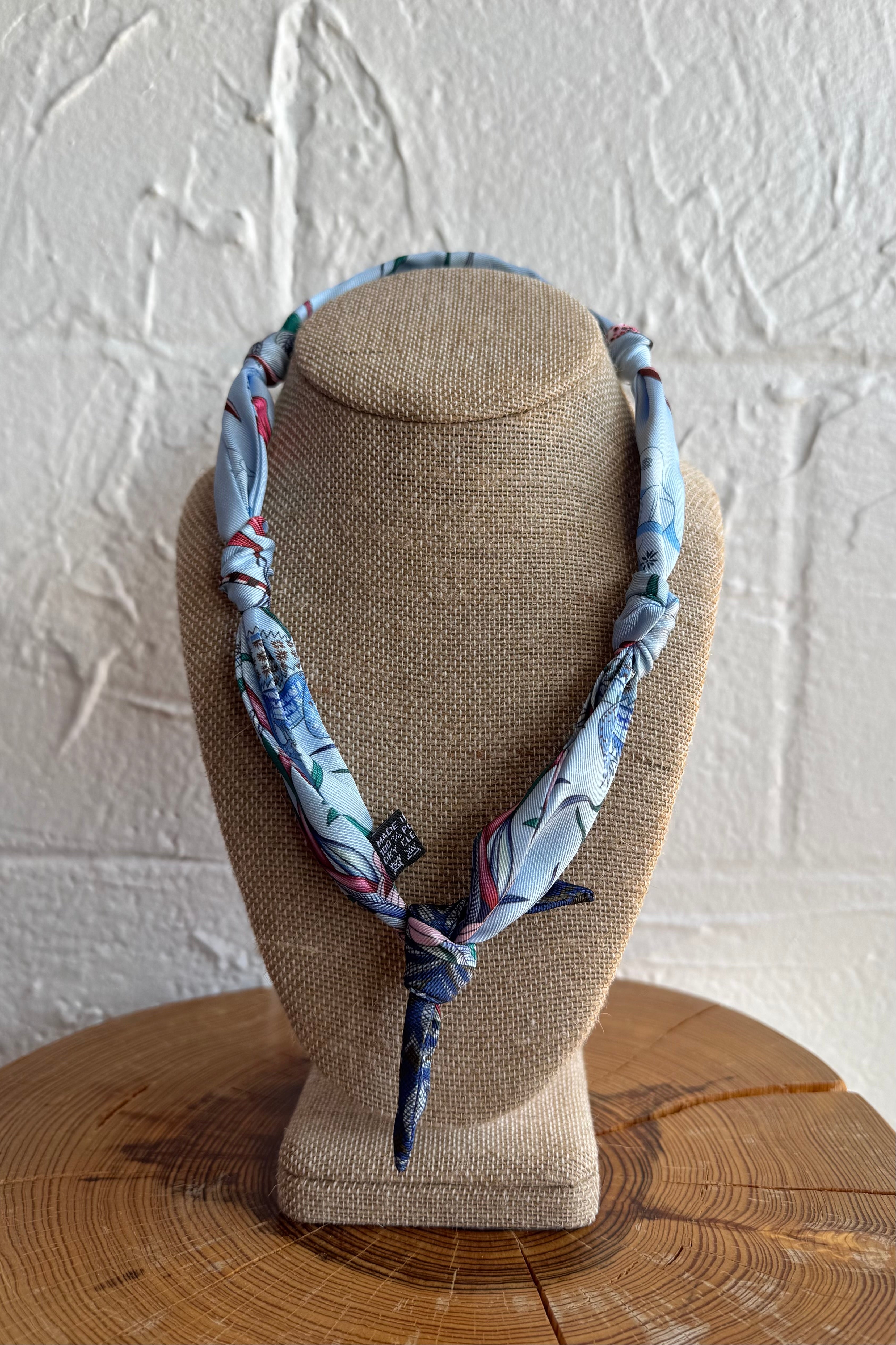 Knotted Bandana Scarf Necklace - Indigo Glow