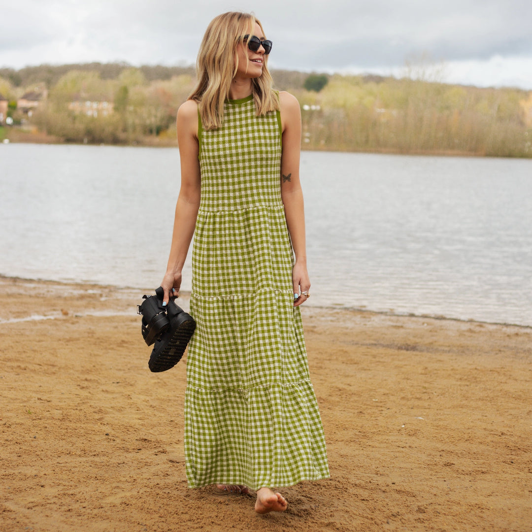 Paula Gingham Knitted Midi Dress