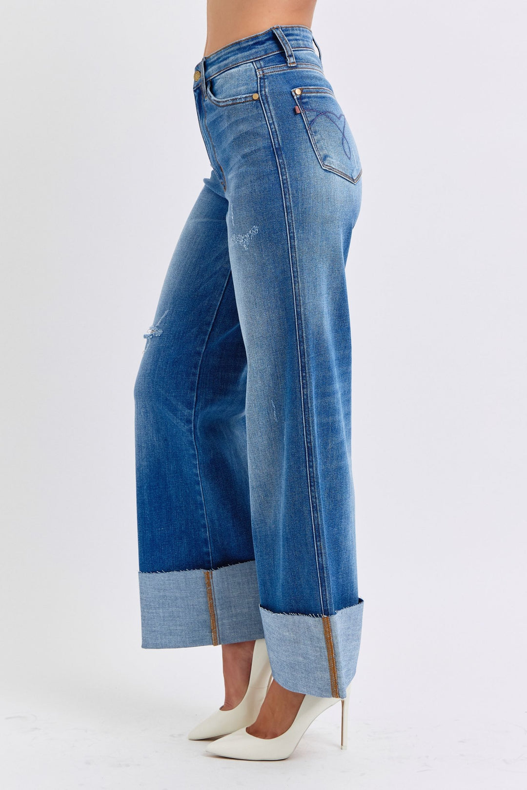 Judy Blue | Distressed High Waist Wide Leg Jeans