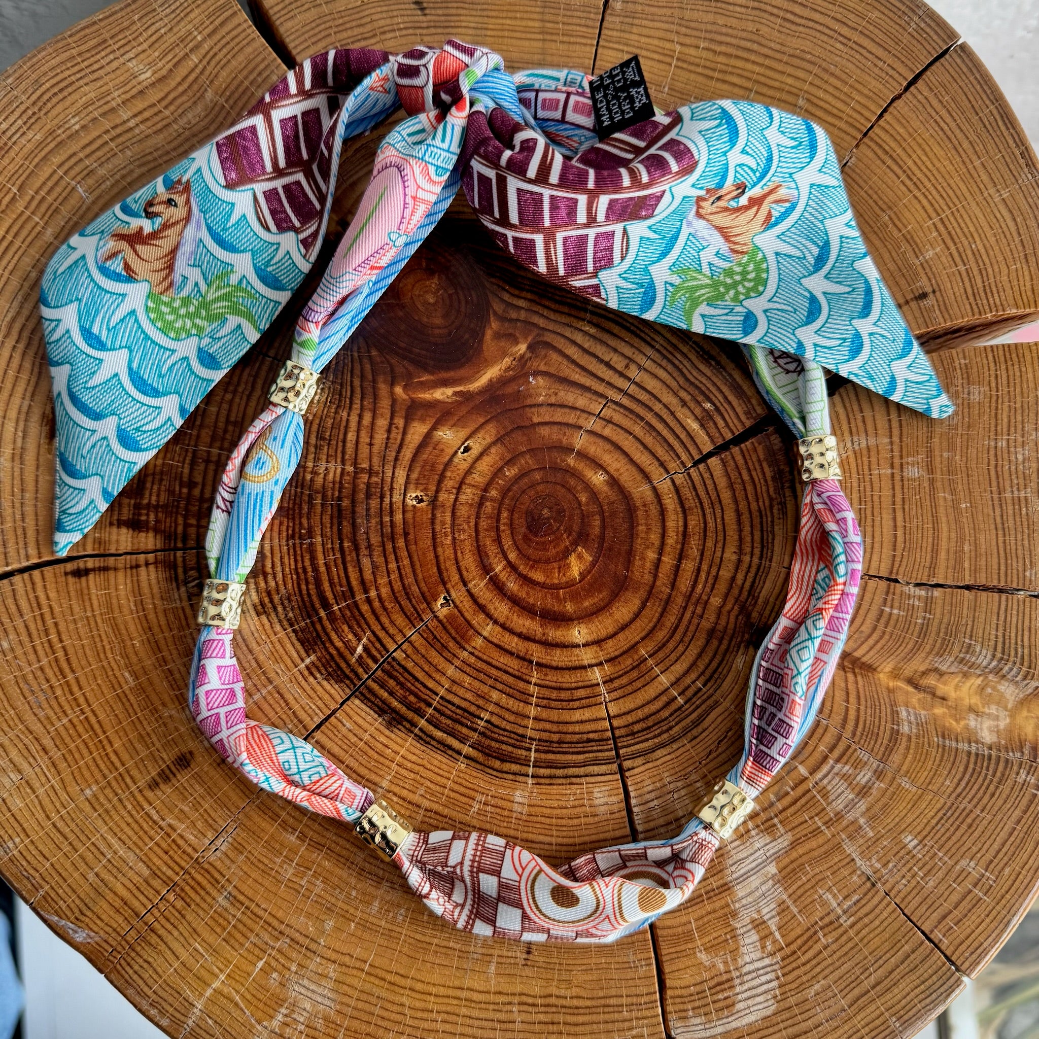 Knotted Bandana Scarf Necklace - Waves