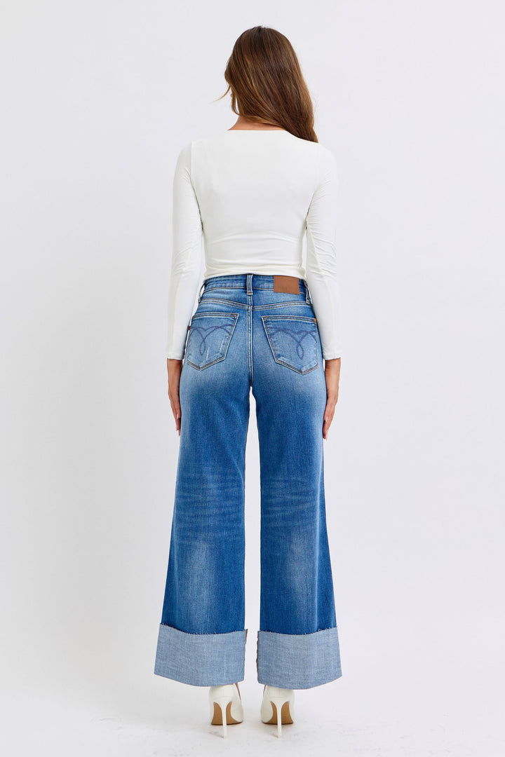 Judy Blue | Distressed High Waist Wide Leg Jeans