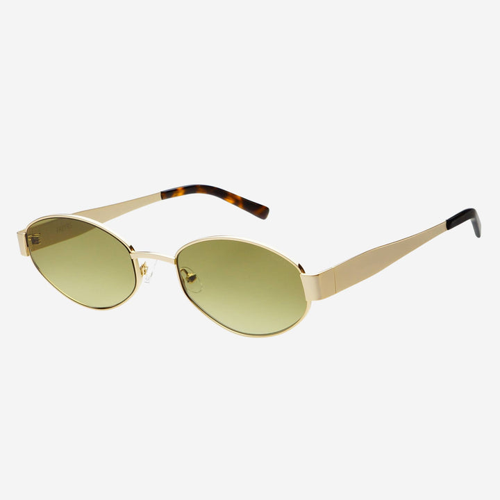 FREYRS Soho Oval Sunglasses Gold / Green