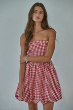 Cherry Check Red Mini Dress