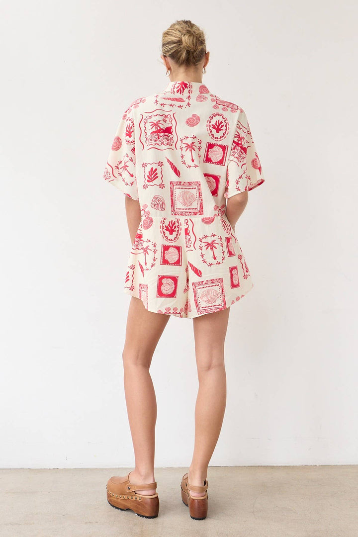 Wish You Were Here Palm Print Romper