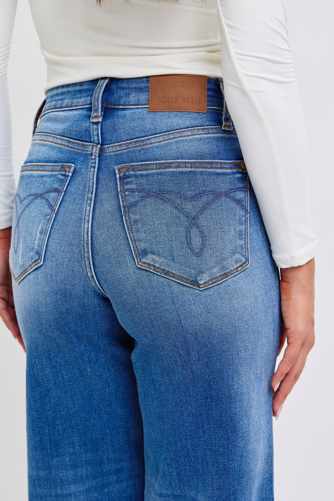 Judy Blue | Distressed High Waist Wide Leg Jeans