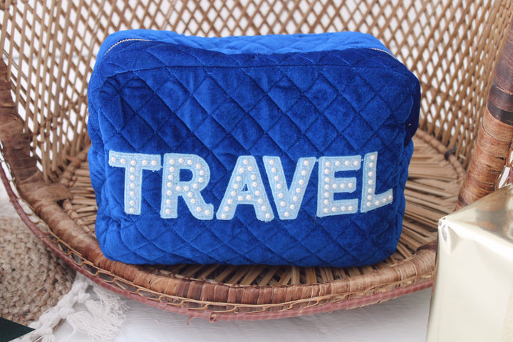 Travel Royal Blue Velvet XL Cosmetic Case