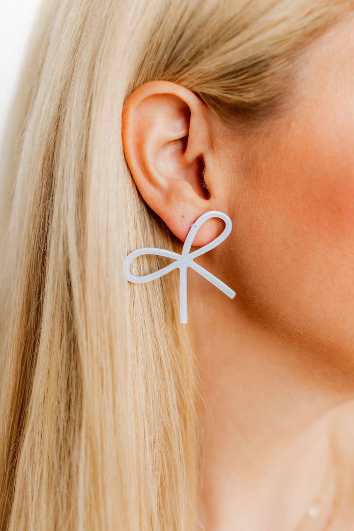 Lola Bow Earrings in Baby Blue