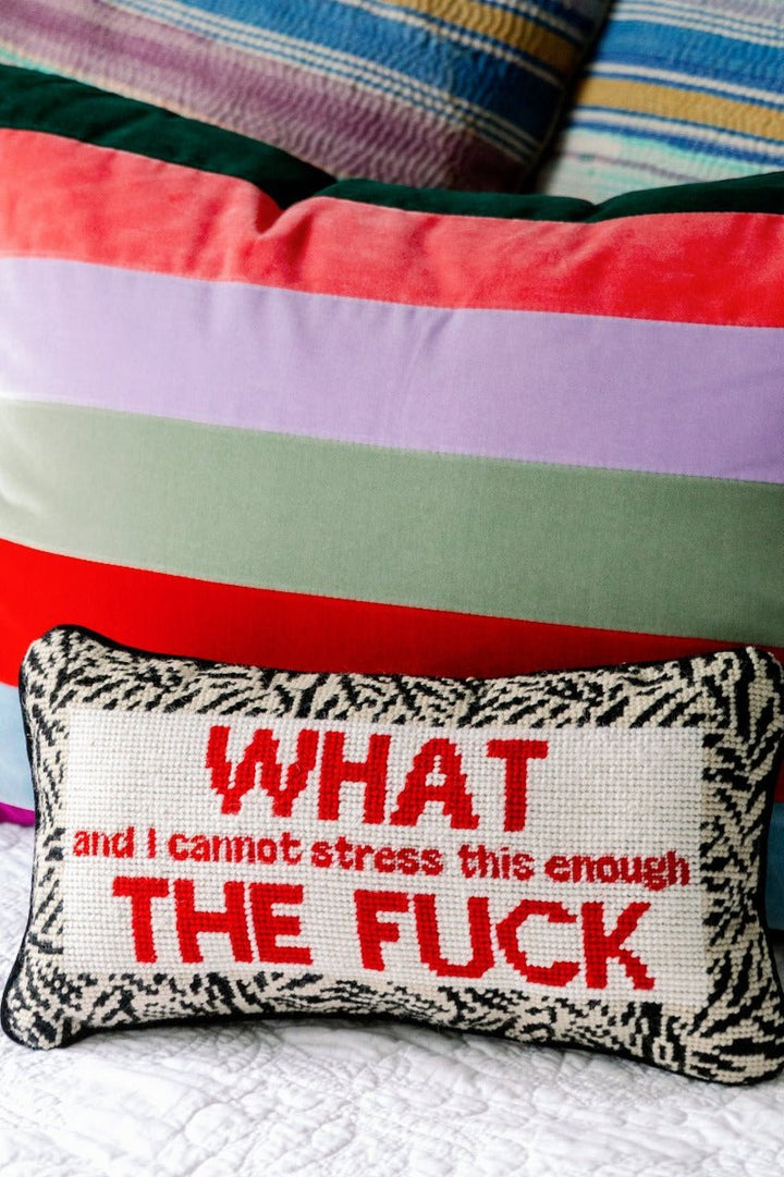 WTF Needlepoint Pillow