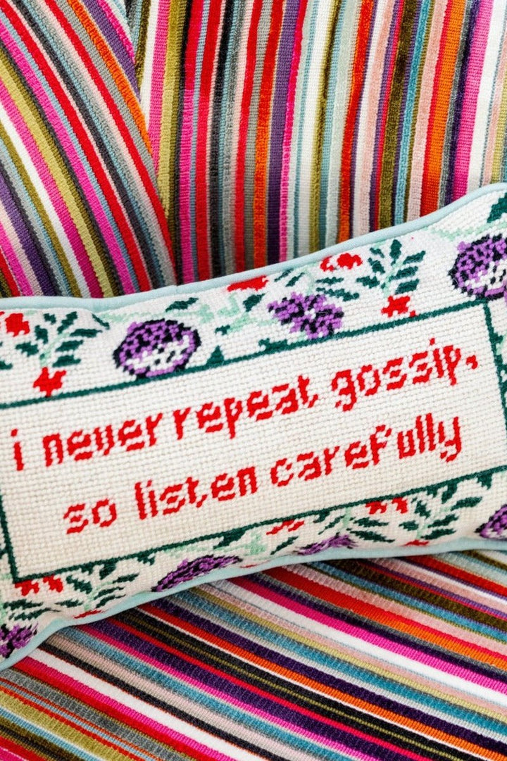 Gossip Needlepoint Pillow