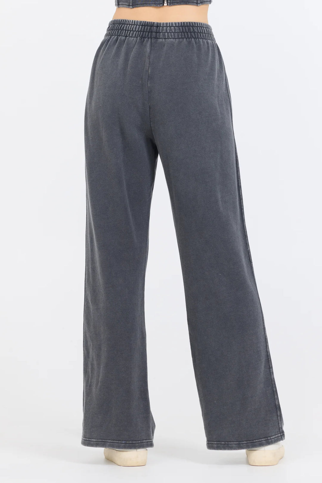 VINTAGE HAVANA | Washed Charcoal Garment Dye French Terry Flare Pant