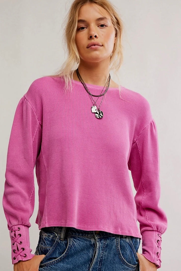 FREE PEOPLE | LAPIS CUFF THERMAL TOP