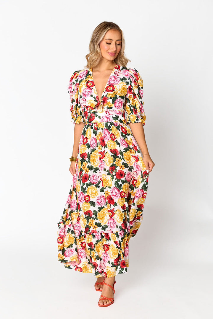 Miranda Puff Sleeve Maxi Dress in Vanity