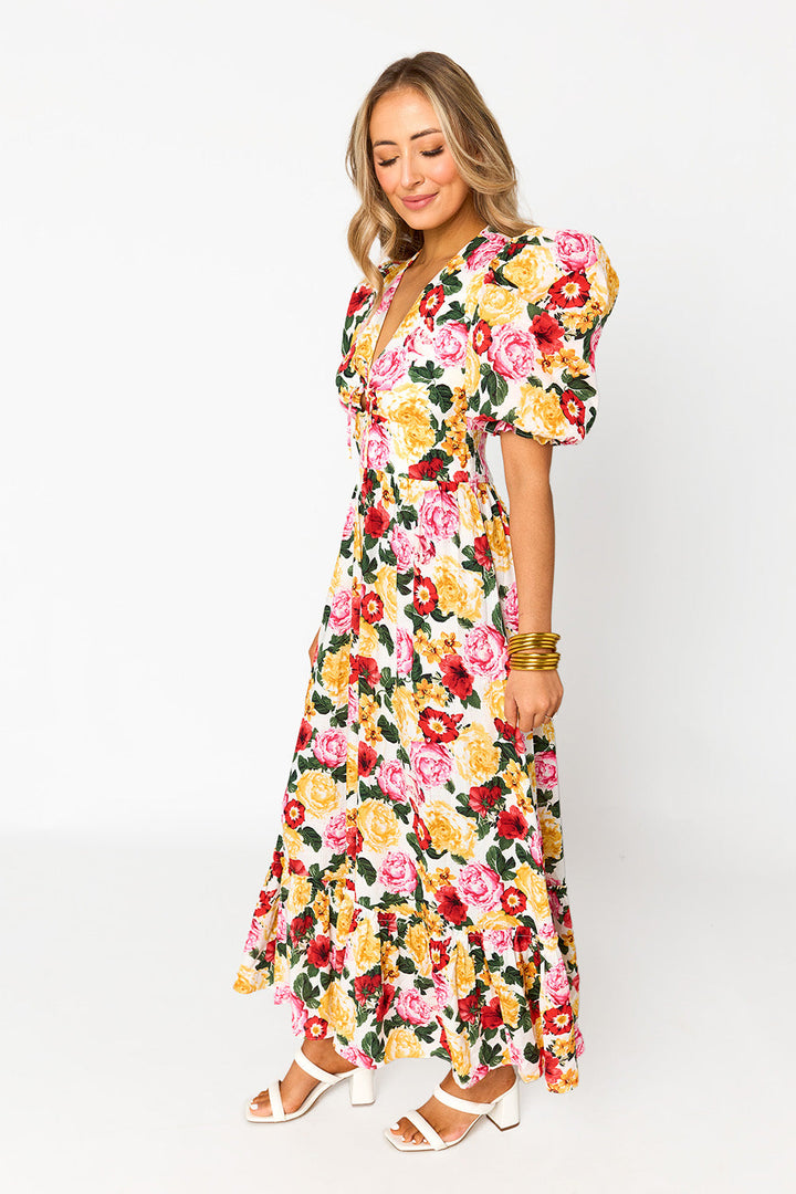 Miranda Puff Sleeve Maxi Dress in Vanity