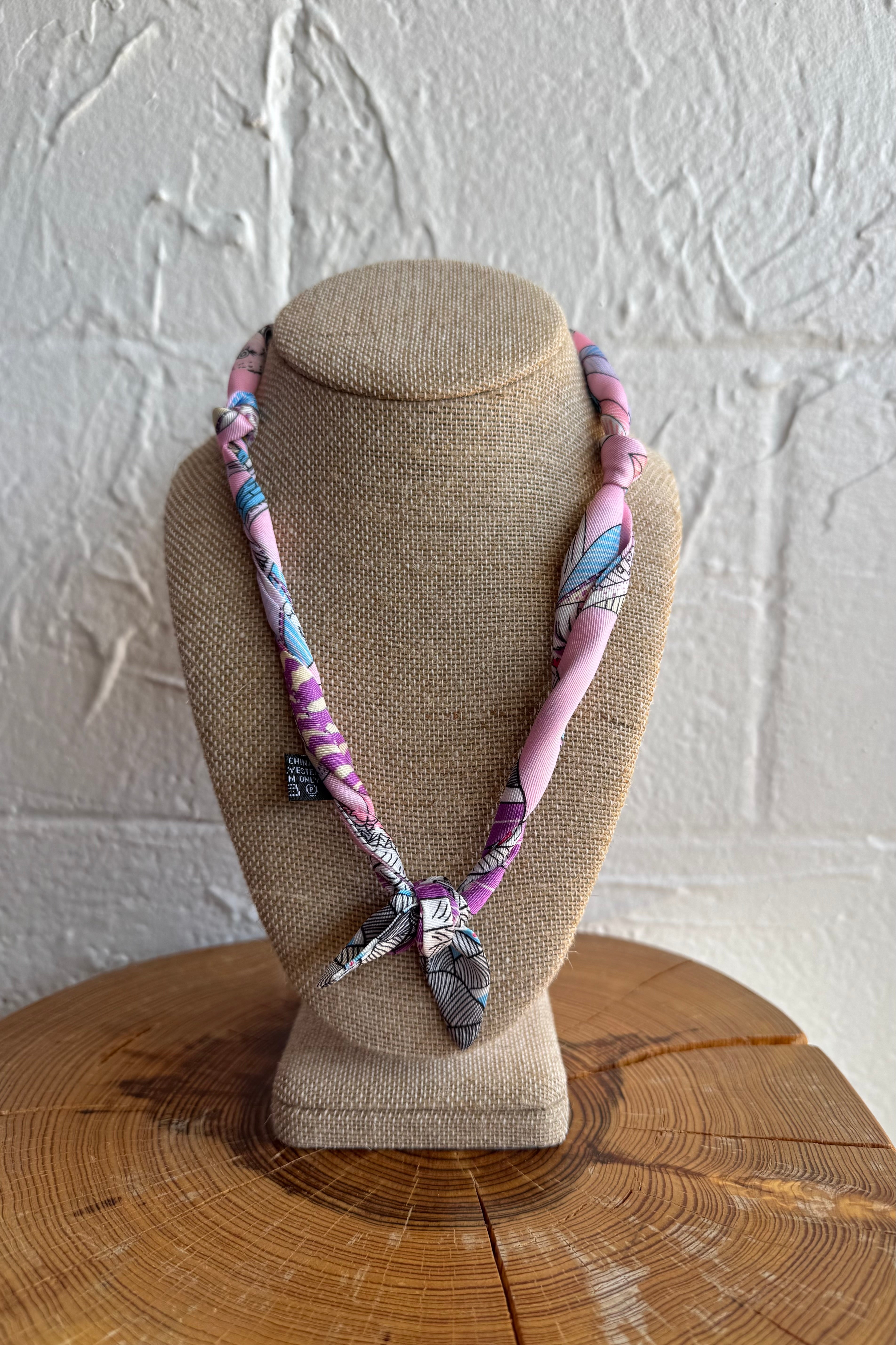 Knotted Bandana Scarf Necklace - Sugar Pink