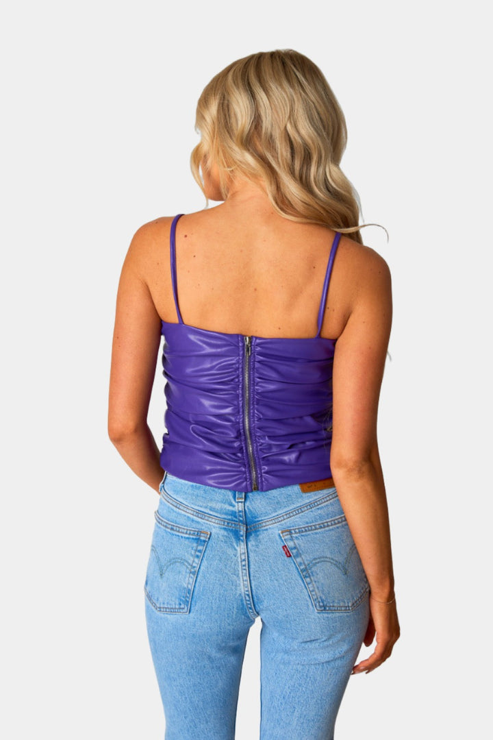 Jolee Vegan Leather Tank Top Purple