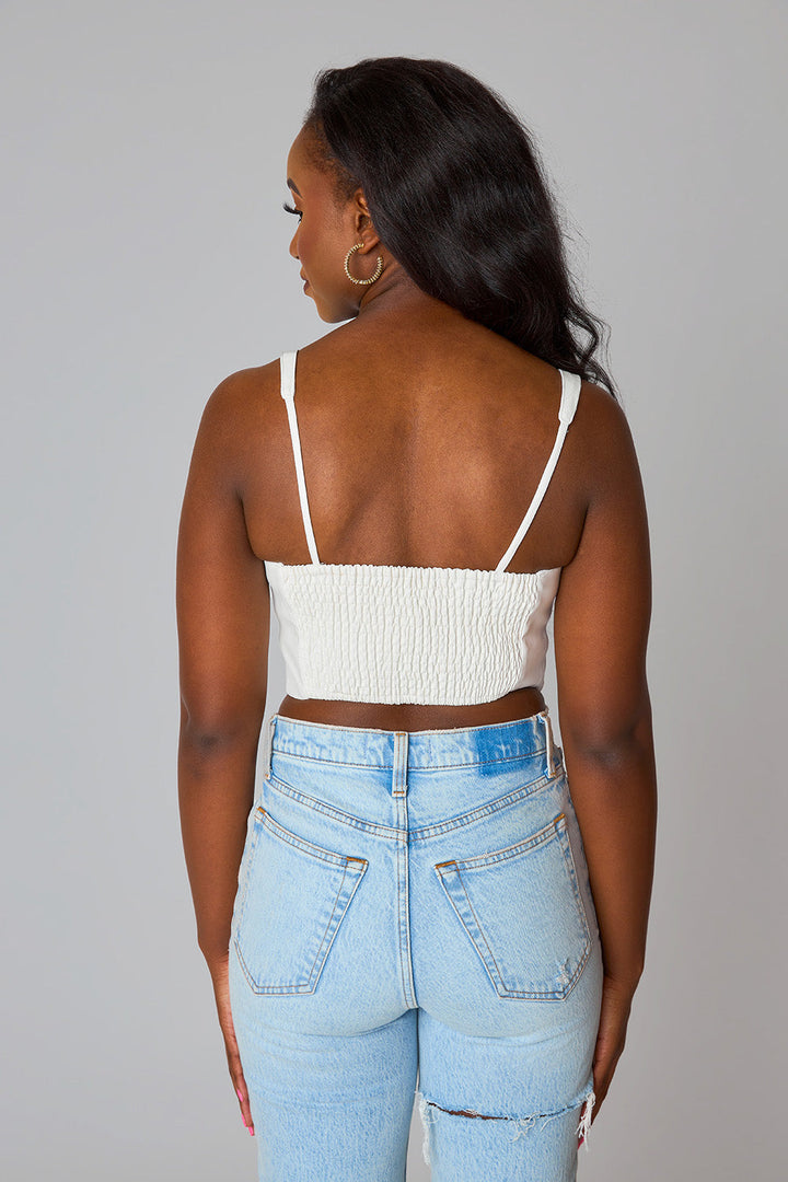 Coco Vegan Leather Corset Top Cream