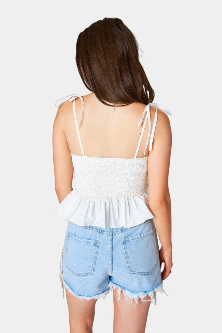 Beck Ruffle Tank Top White