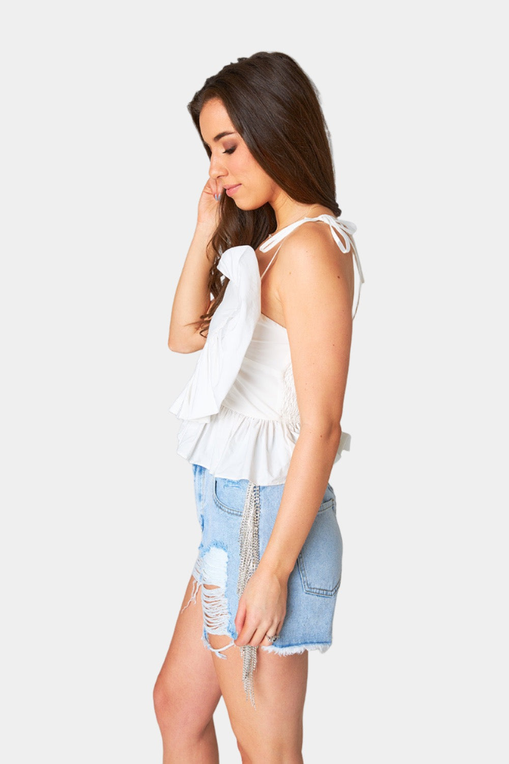 Beck Ruffle Tank Top White