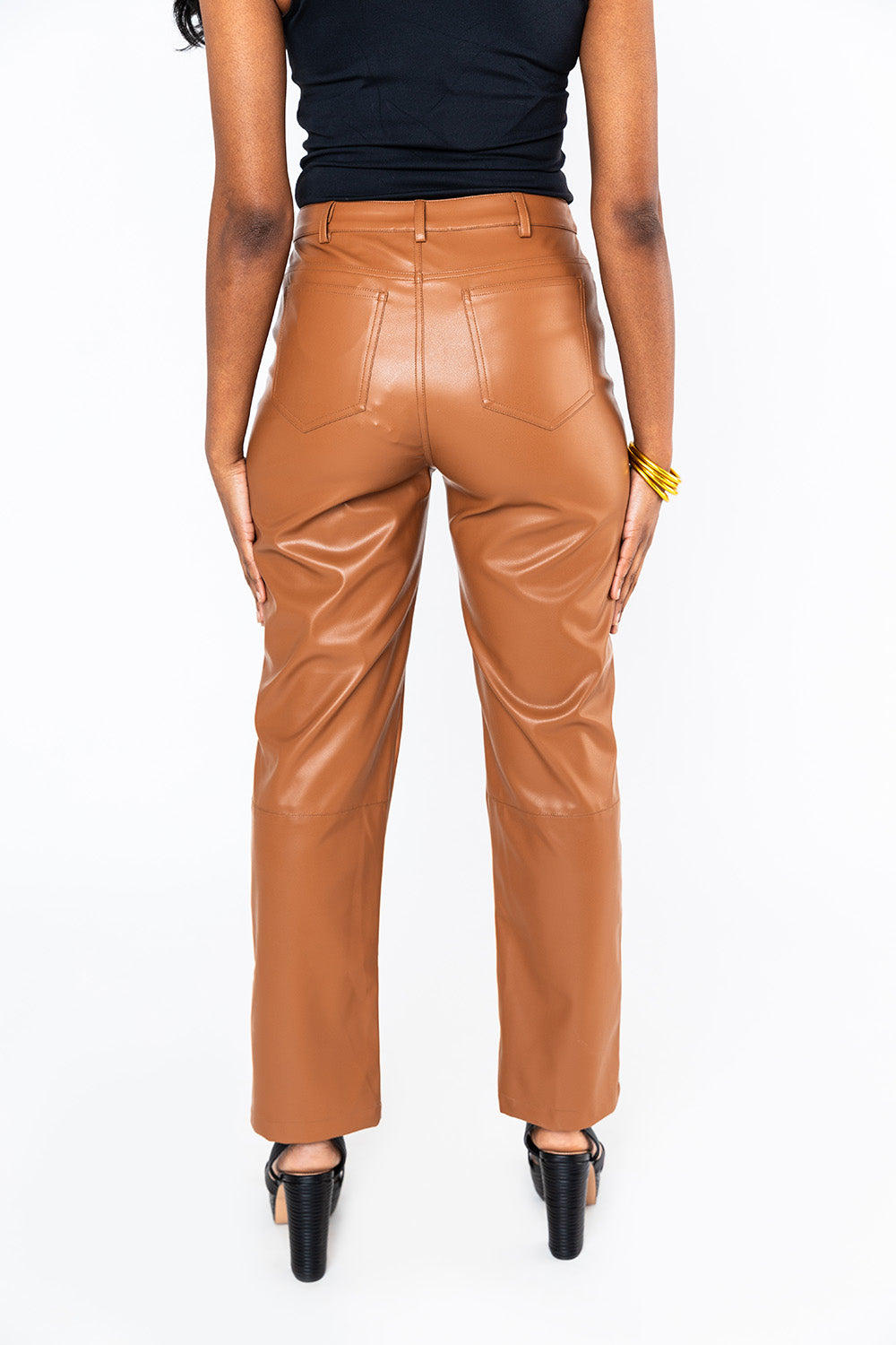 BuddyLove: Gomez Vegan Leather Pants in Camel