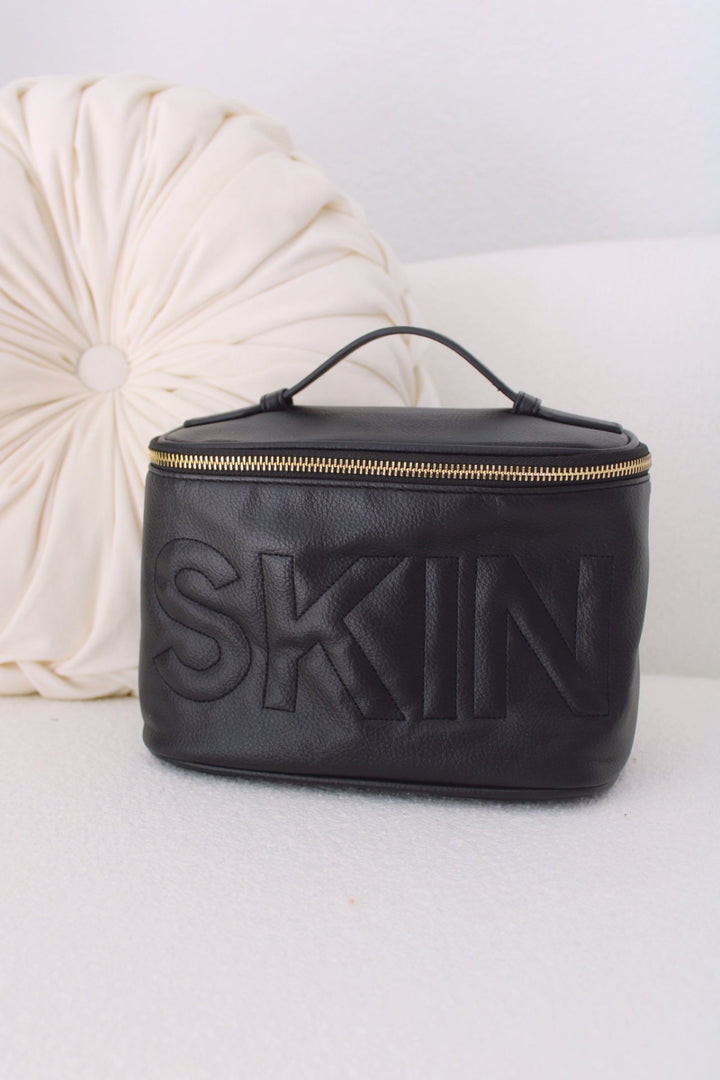 Skin Black Leather Open Top Bag