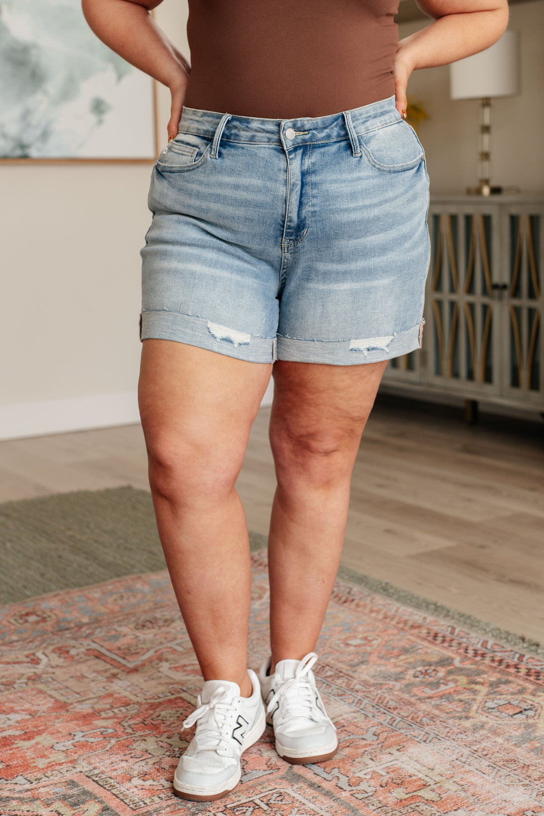 Judy Blue: Darcy High Rise Distressed Cuffed Cutoff Shorts