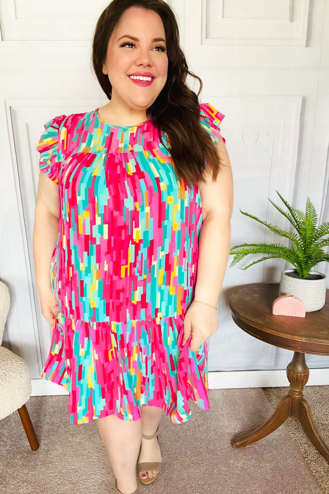 Feeling Bold Tiered Ruffle Sleeve Dress