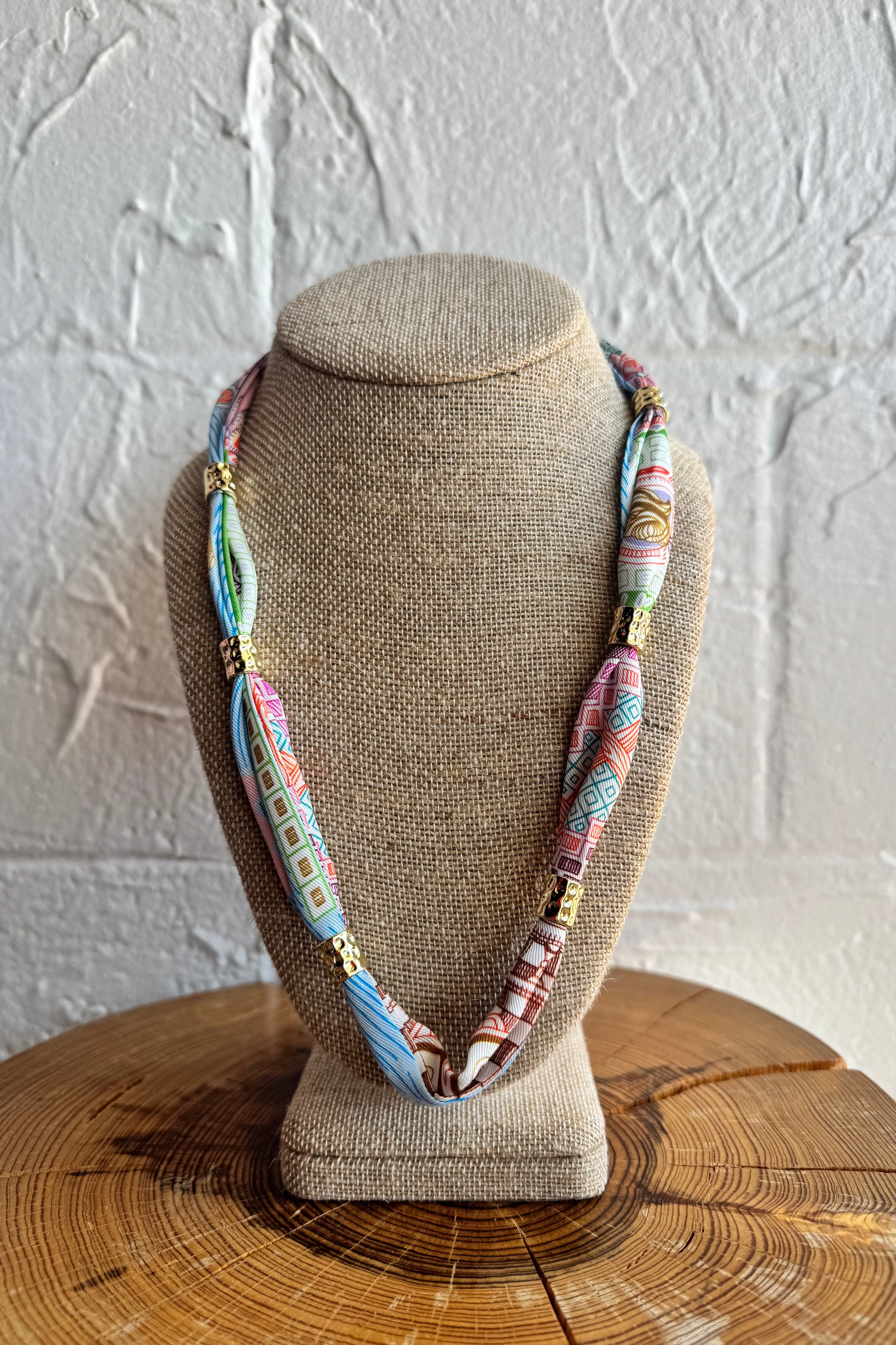 Knotted Bandana Scarf Necklace - Waves
