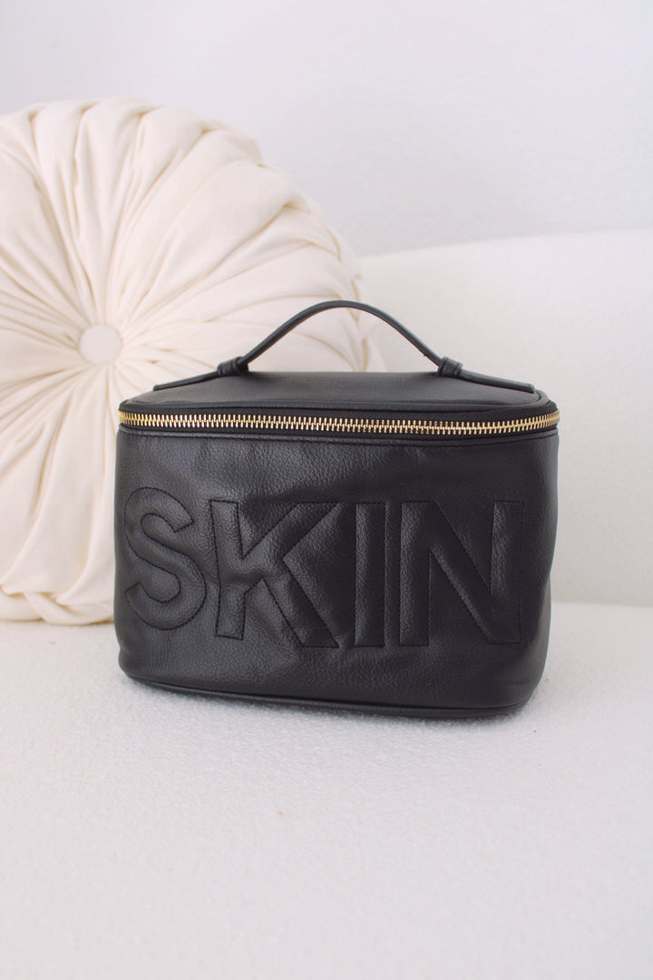 Skin Black Leather Open Top Bag