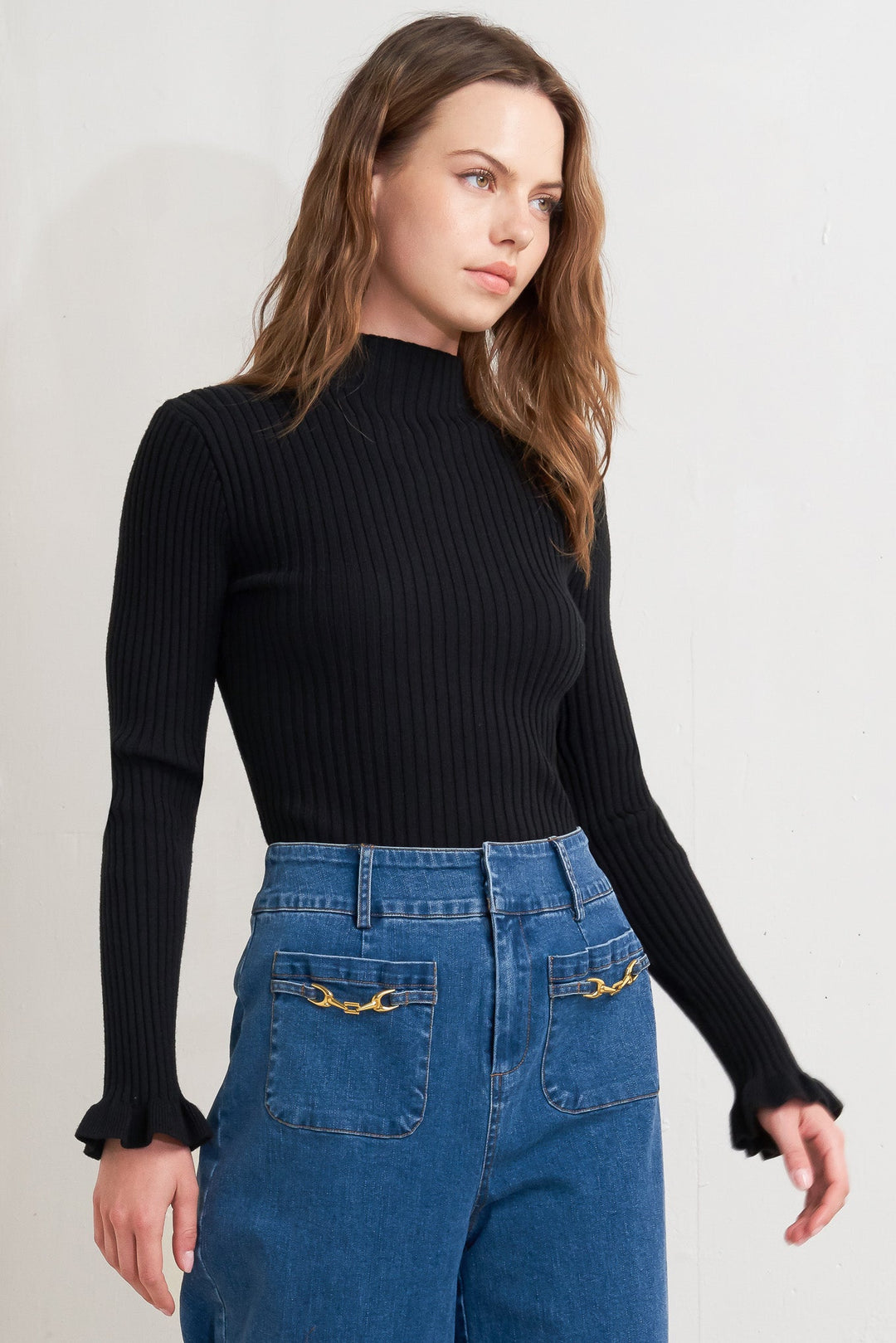 Horsebit Detail Denim Pant