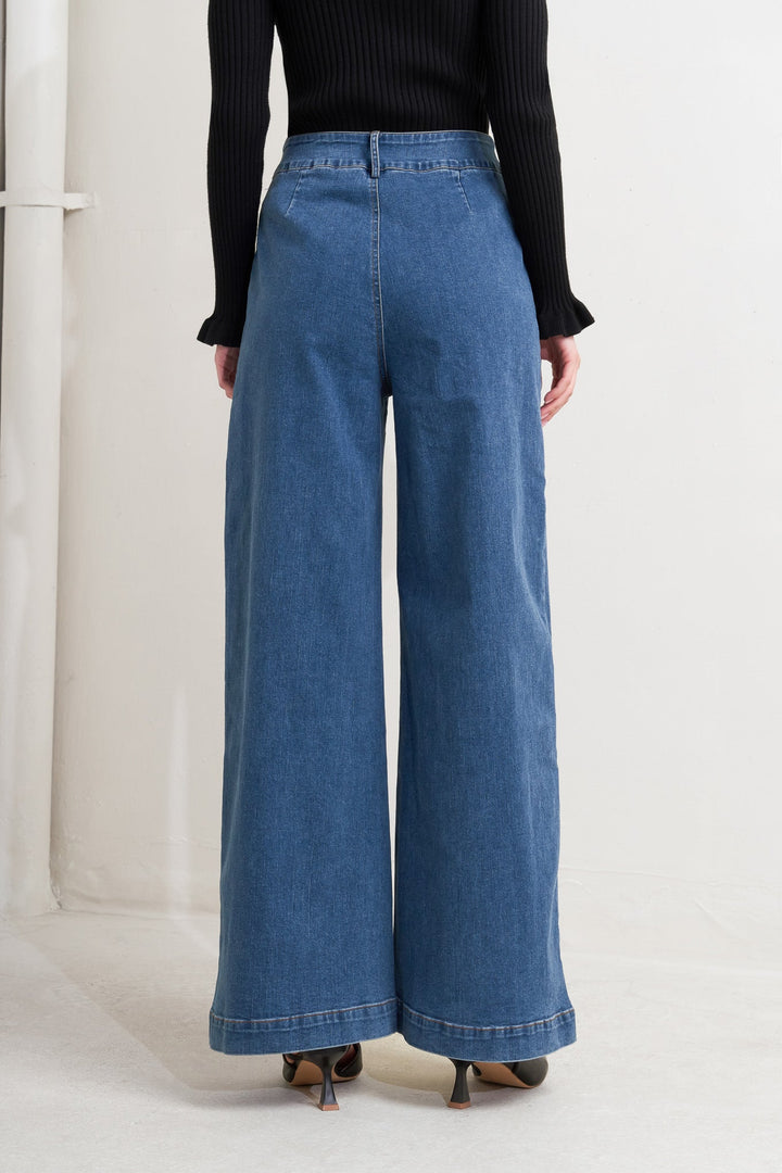Horsebit Detail Denim Pant