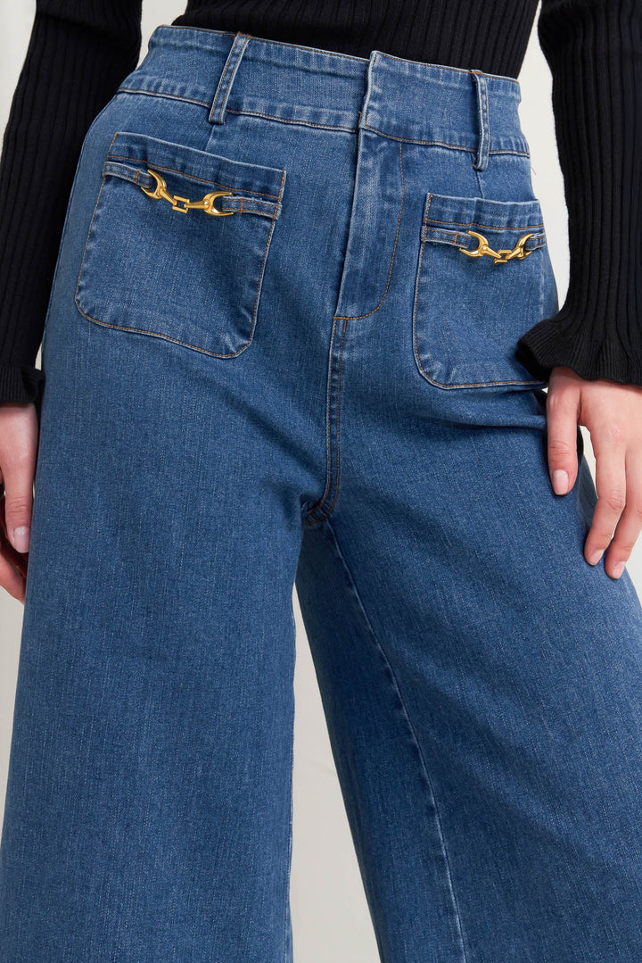 Horsebit Detail Denim Pant