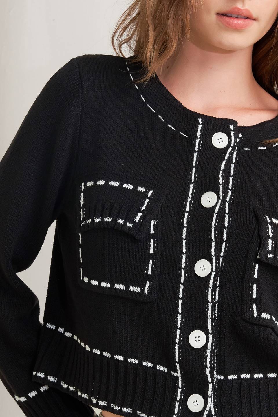 Stitched Edge Cardigan Top