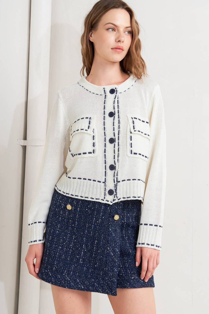 Stitched Edge Cardigan Top