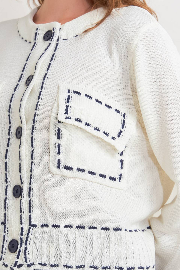 Stitched Edge Cardigan Top