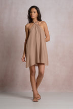 Santorini Halter Dress Brown