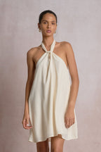 Santorini Halter Dress Off White