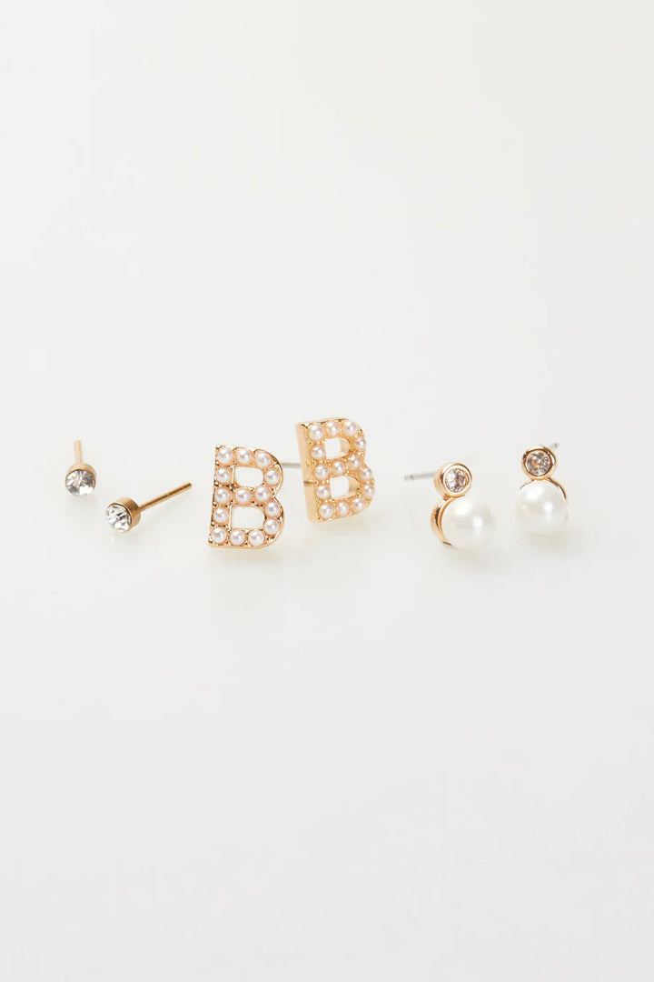 VIOLET & BROOKS: Mini Pearlie Initial Earrings Set