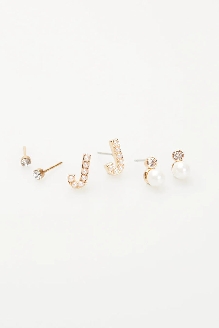 VIOLET & BROOKS: Mini Pearlie Initial Earrings Set