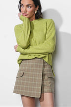 Aria Plaid Wrap Skort W/ Flap Pocket