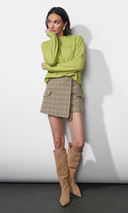 Aria Plaid Wrap Skort W/ Flap Pocket