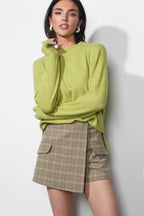 Aria Plaid Wrap Skort W/ Flap Pocket