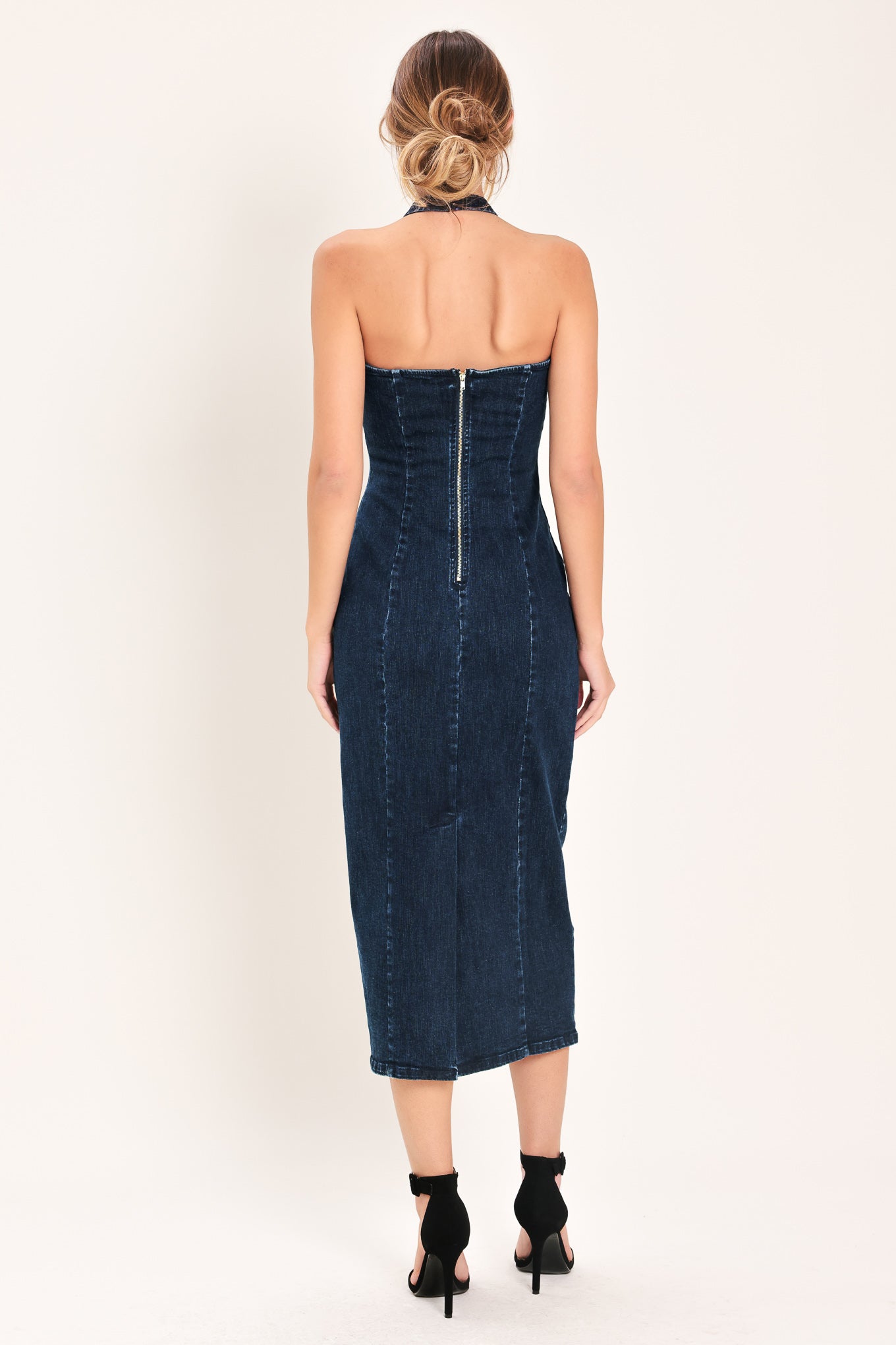 Statement Denim Midi Dress