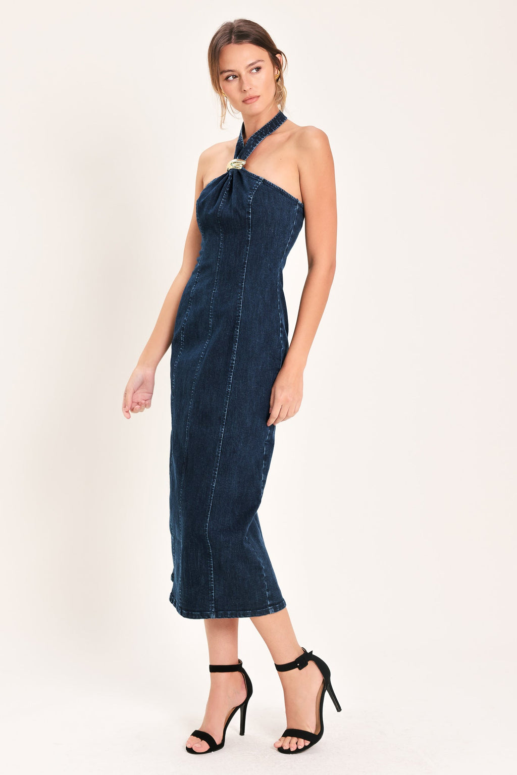 Statement Denim Midi Dress