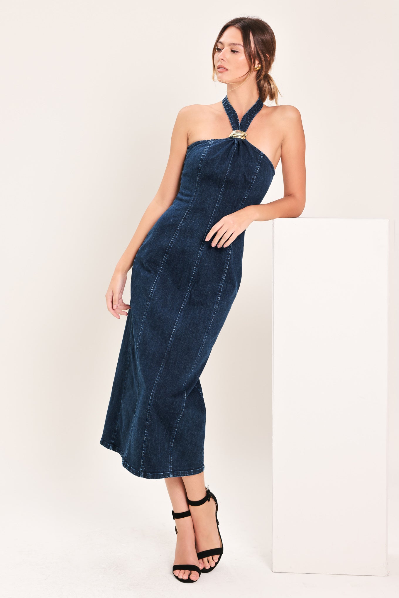 Statement Denim Midi Dress