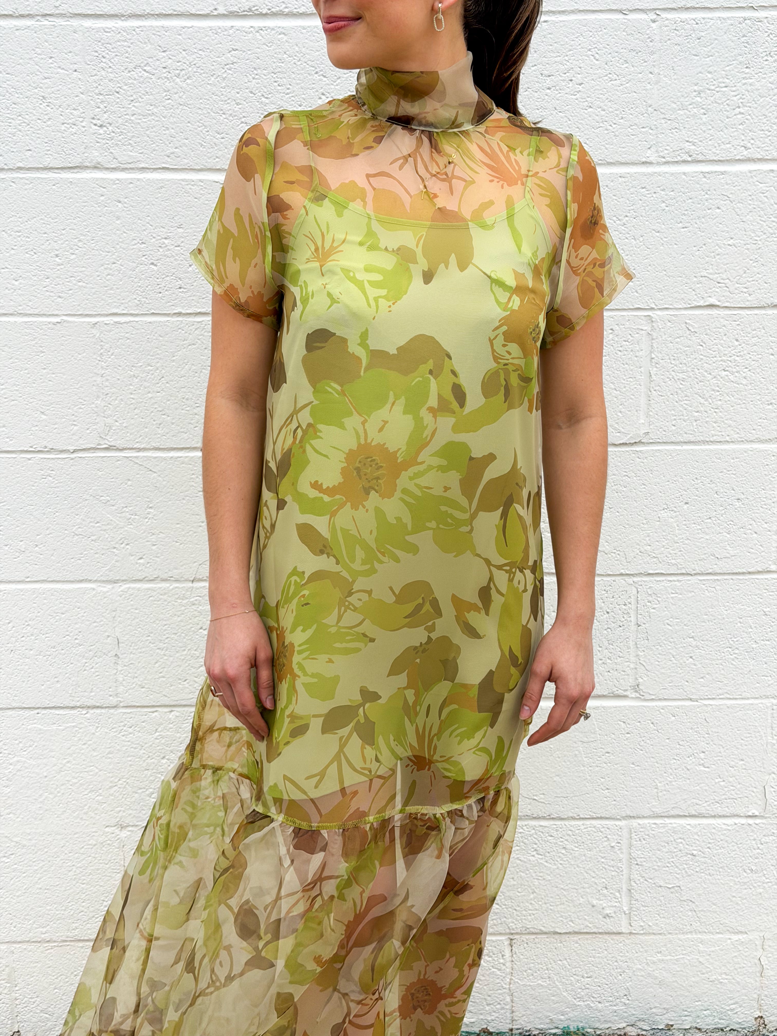 Ellery Floral Dime Organza Maxi Dress