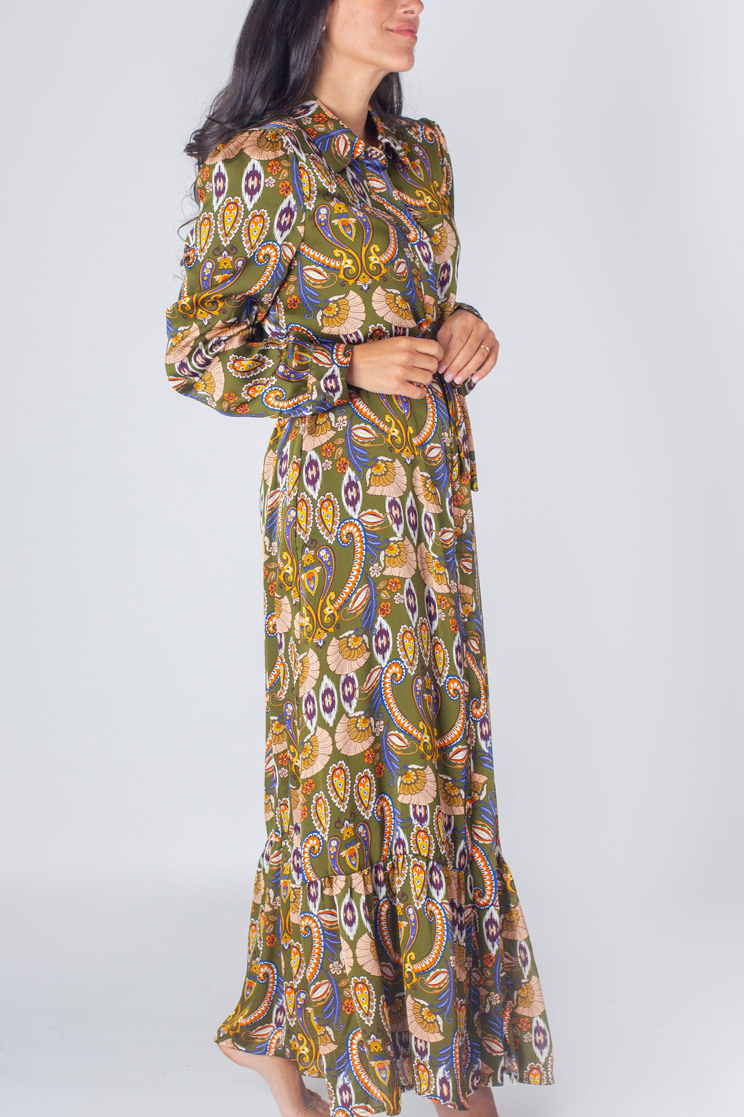 LEXI DRESS in OLIVE PAISLEY